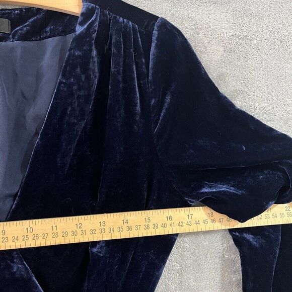 J Crew Velvet Wrap Dress Navy Blue Knee Length Tie Pockets Womens Sz 2 NEW $148 - Picture 6 of 11